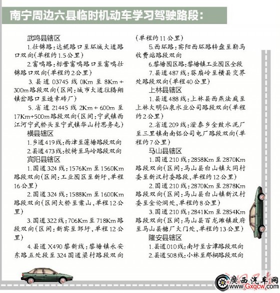南寧學(xué)車須在指定路段否則要罰教練(學(xué)車路段表)